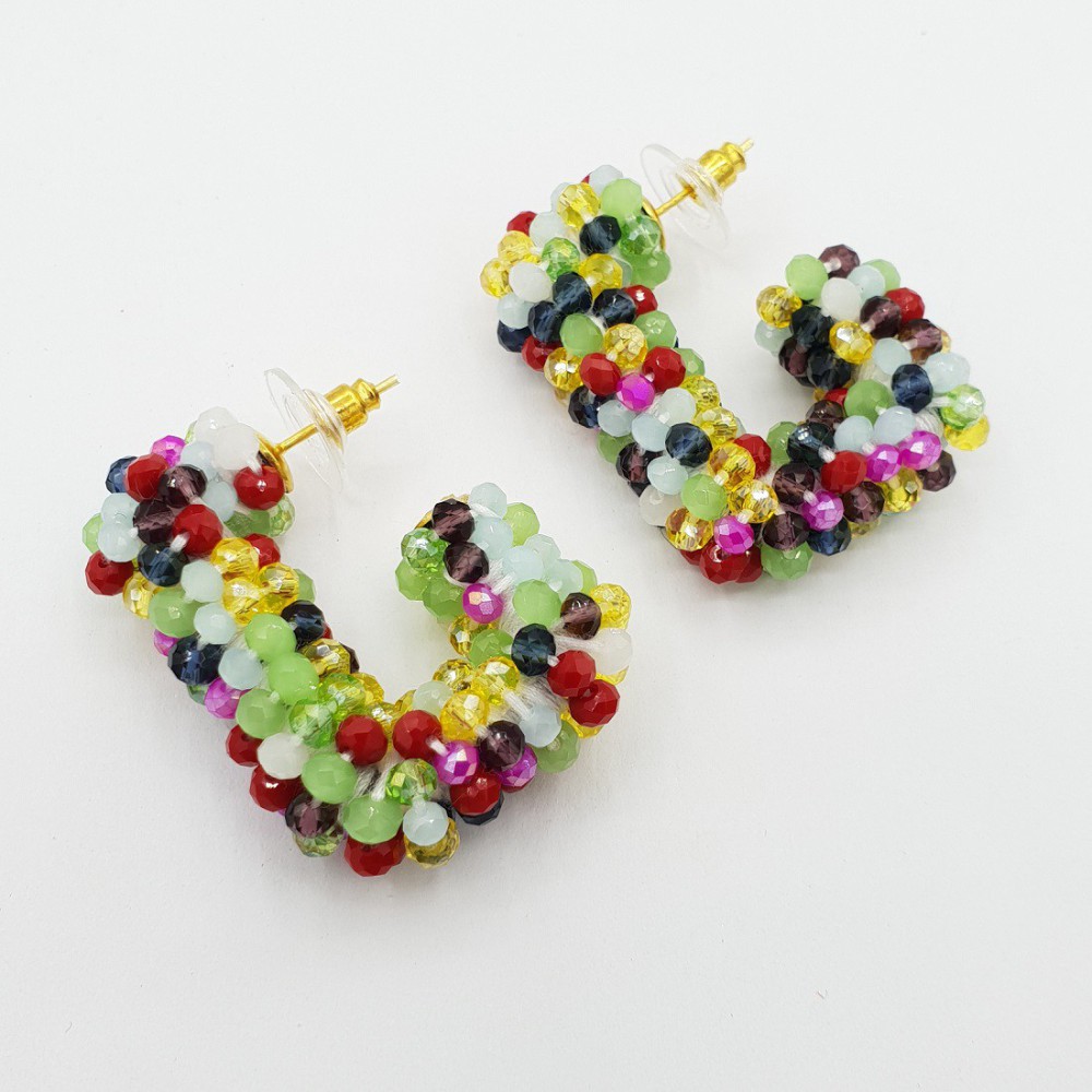 Rectangular Glassberry Creoles Multi colors