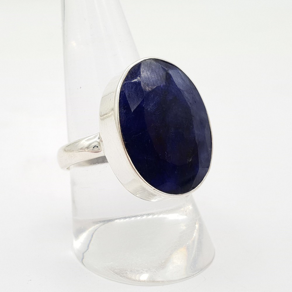 Silver ring with oval sapphire 19.5 mm