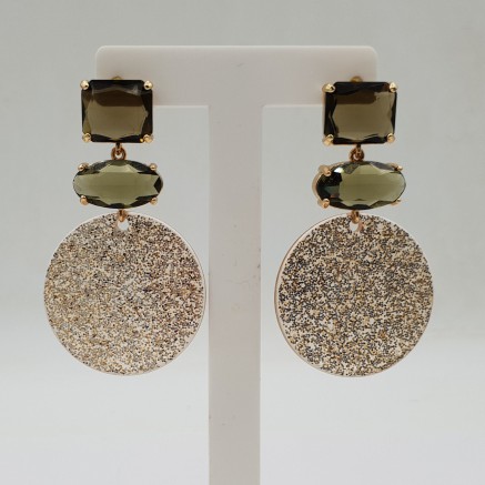 Gilded earrings with resin and crystal