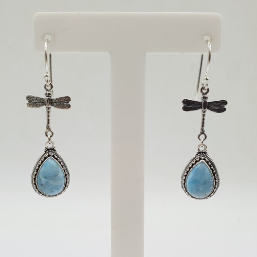 Silberohrringe mit Verleumdung und Larimar