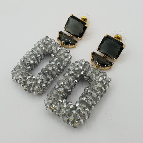 Gilded earrings silver crystals and crystal