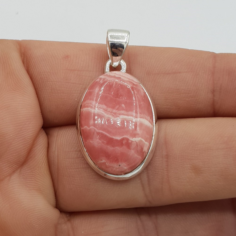 925 Sterling Silver Pendant Ovale Rhodochrosiet