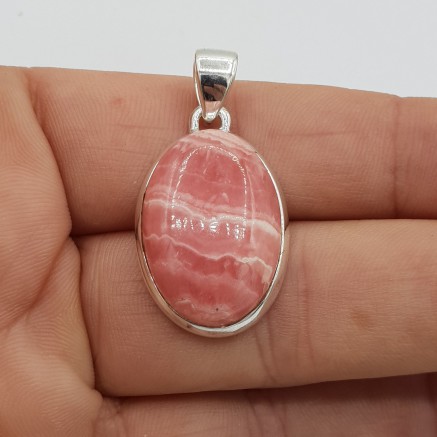 925 Sterling Silver Pendant Ovale Rhodochrosiet