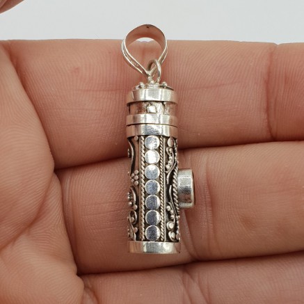 Silver perfume pendant / ash pendant with round grenade small