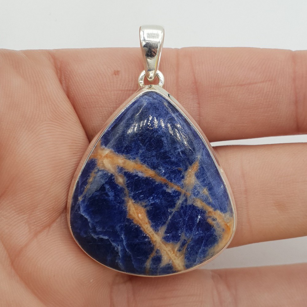 925 Sterling silver pendant with orange sodalite