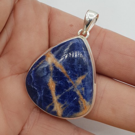 925 Sterling silver pendant with orange sodalite