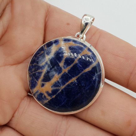 925 Sterling silver pendant with round orange sodalite