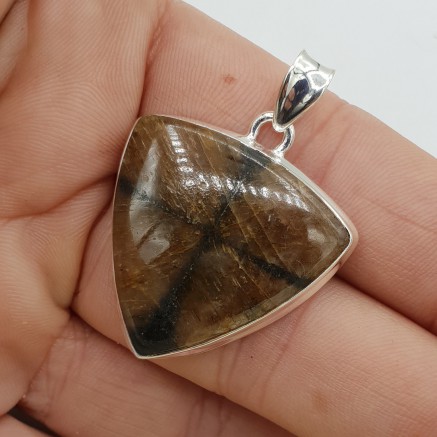 925 Sterling silver pendant with triangular chiastolite