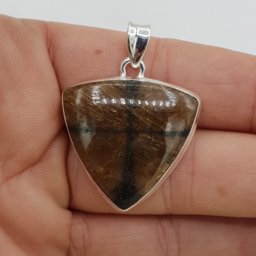 925 Sterling silver pendant with triangular chiastolite