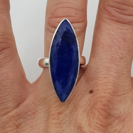 Silver ring set with Marquise Sapphire adjustable