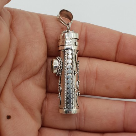 Silver perfume pendant / ash pendant with citrine medium