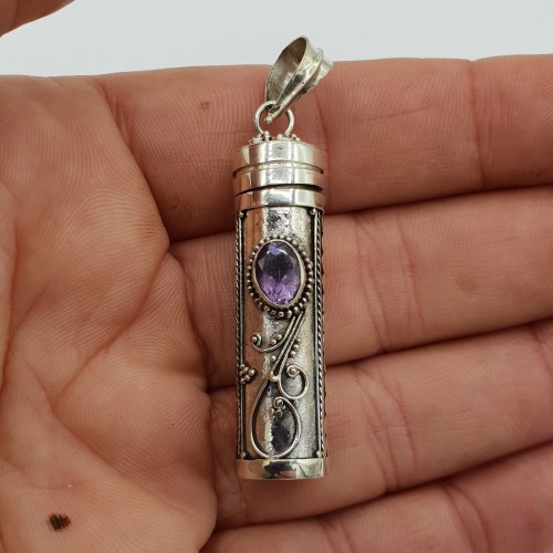 Silberparfüm Anhänger / Ascheanhänger mit Amethyst -Medium