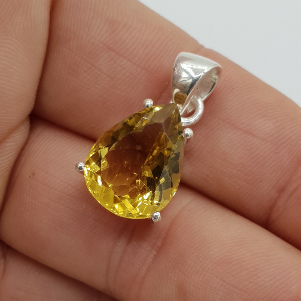 925 Sterling silver pendant drop -shaped honey quartz