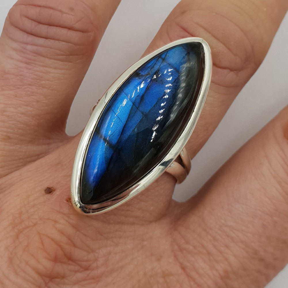 925 Sterling Zilveren Ring Marquise Labradorite 18.5 mm