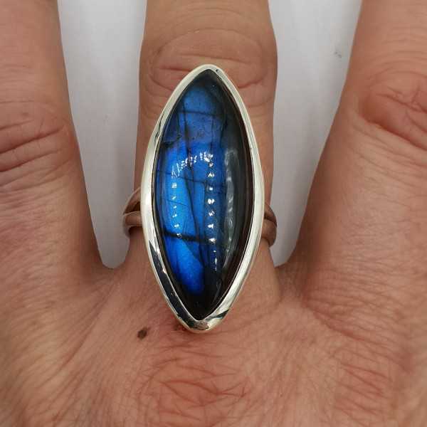 925 Sterling zilveren ring marquise Labradoriet 18.5 mm