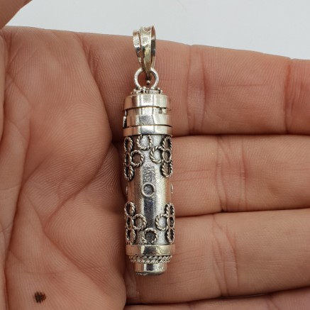 Silver perfume pendant / ash pendant grenade medium