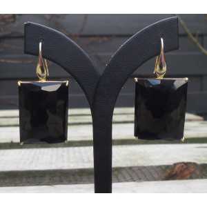 Vergoldete Ohrringe mit rechteckigem Onyx schwarz