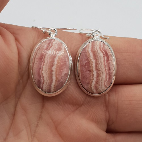 925 Sterling -Silberohrringe ovaler Rhodochrosiet