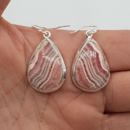 925 Sterling -Silberohrringe mit Rhodochrosiet