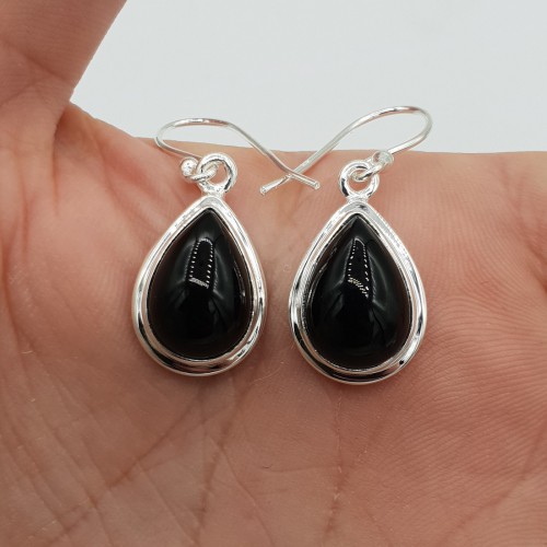 925 Sterling Silberohrringe schwarzer Onyx