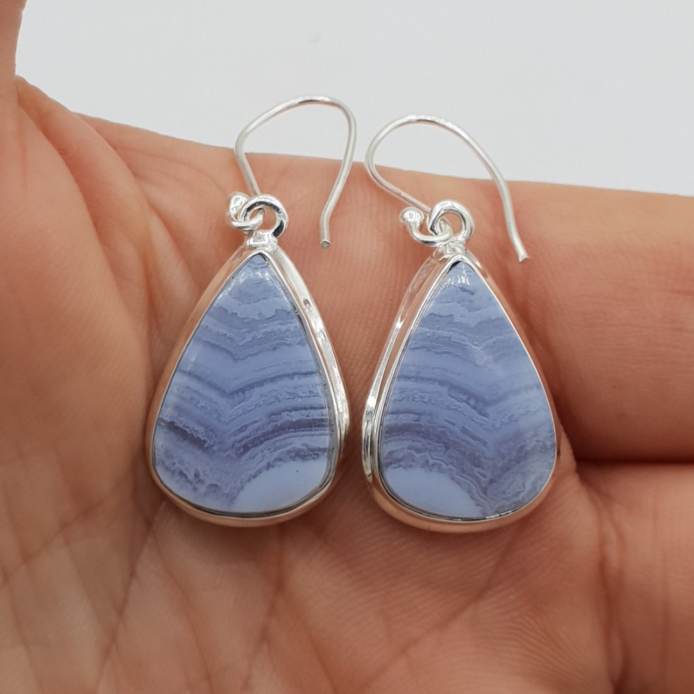 925 Sterling silver earrings Blue Lace Agate