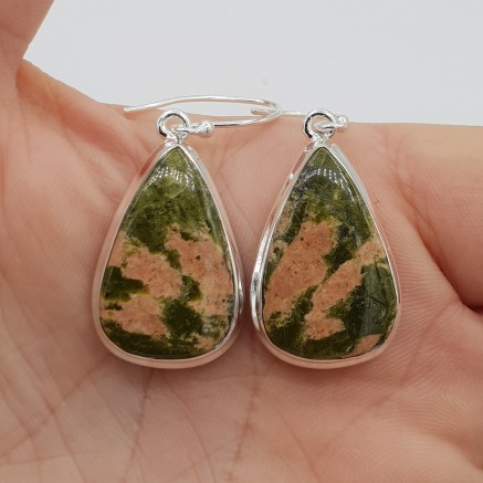 925 Sterling silver earrings Unakite