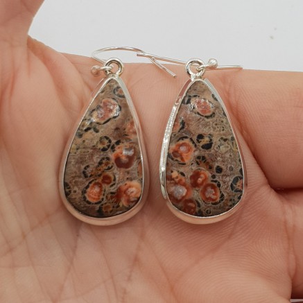 925 Sterling silver earrings with leopard jasper