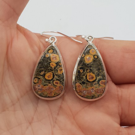 925 Sterling silver earrings leopard jasper