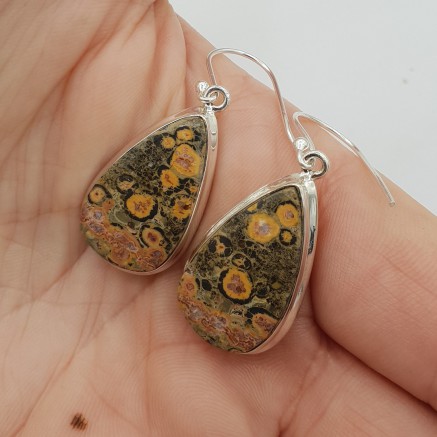 925 Sterling silver earrings leopard jasper