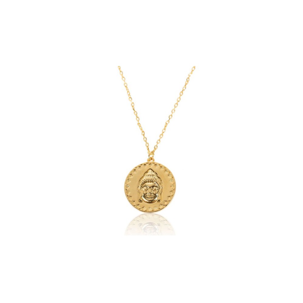 Gilded necklace with round Buddha pendant