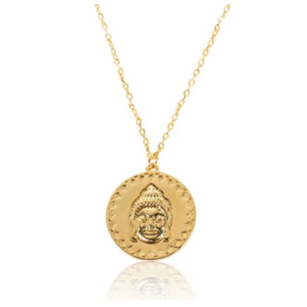 Gilded necklace with round Buddha pendant