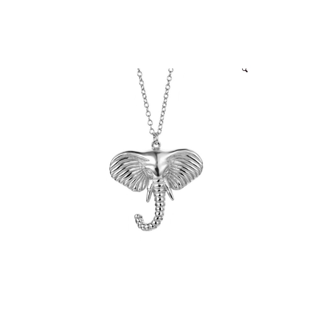 Silver necklace with elephant head pendant