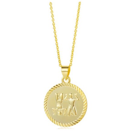 Gilded necklace with twin zodiac sign pendant