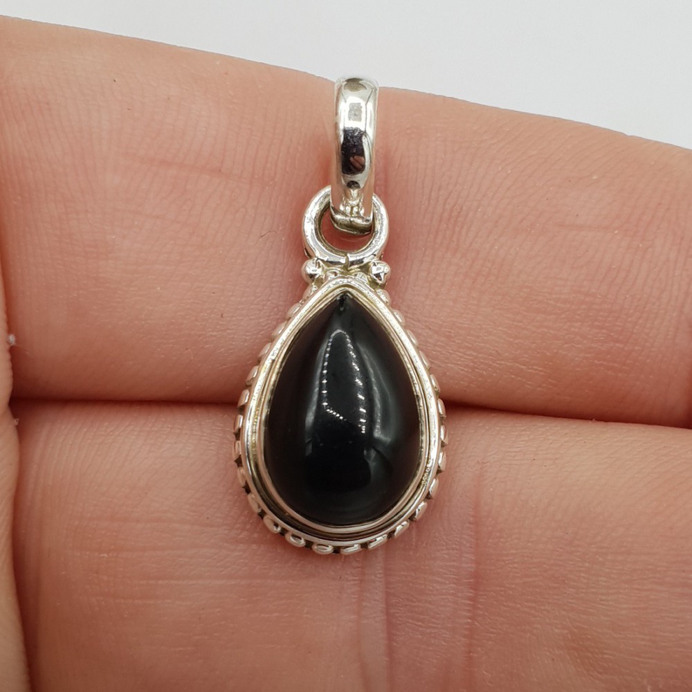 925 Sterling Silber Anhänger schwarzer Onyx