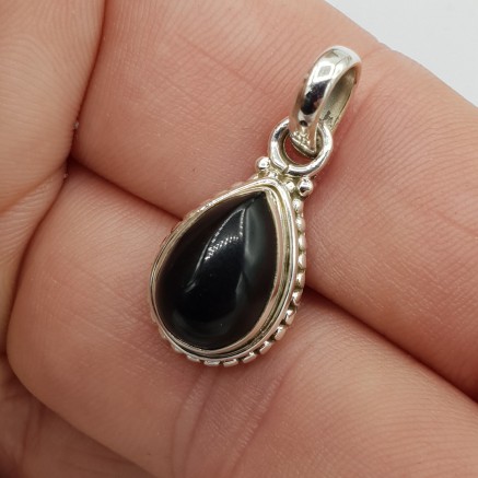 925 Sterling Silber Anhänger schwarzer Onyx