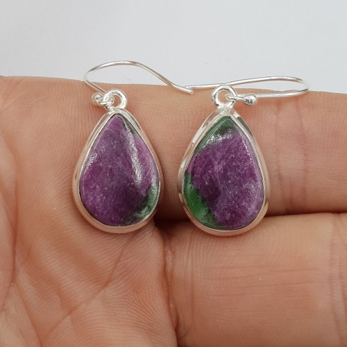 925 Sterling silver earrings set with Robijn Zoisite