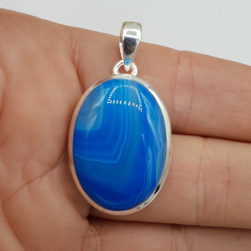 925 Sterling Silver Pendant with Blue Botswana Agate