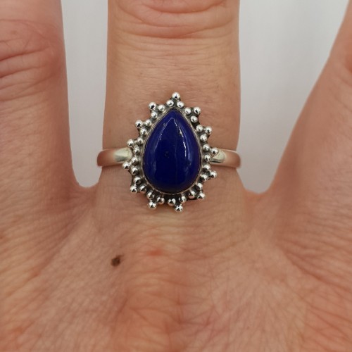 925 Sterling silver ring drop -shaped Lapis Lazuli 17 or 18 mm