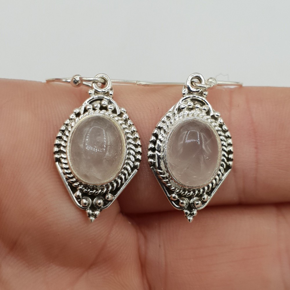 925 Sterling silver earrings with rose quartz