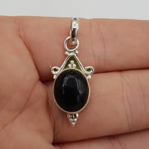 925 Sterling silver pendant with oval black onyx