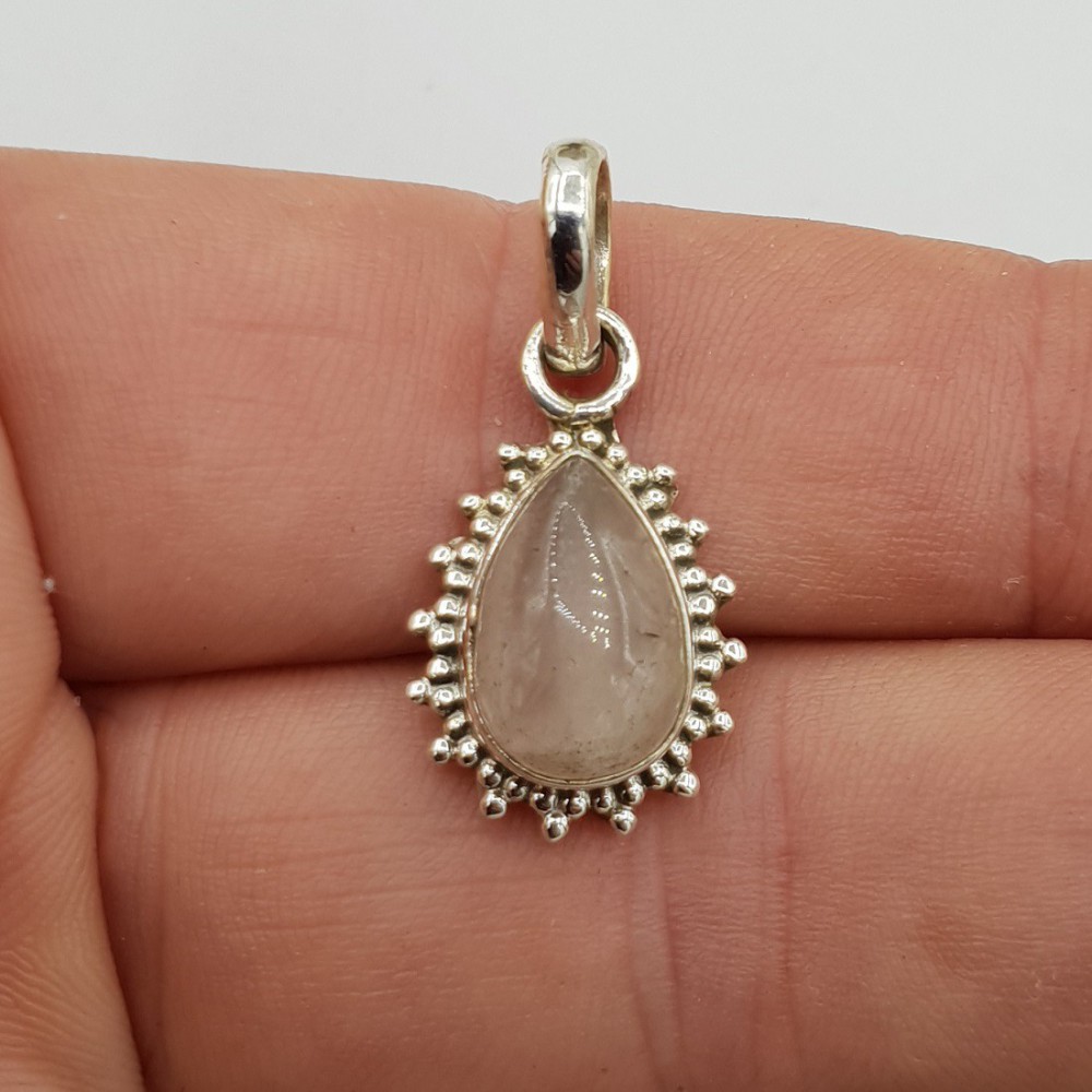 925 Sterling silver pendant drop -shaped rose quartz