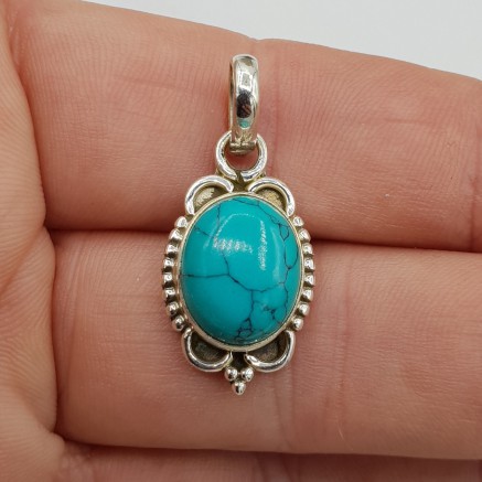 925 Sterling silver pendant oval turquoise