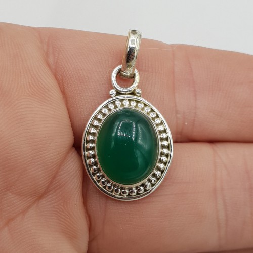 925 Sterling silver pendant with oval green onyx