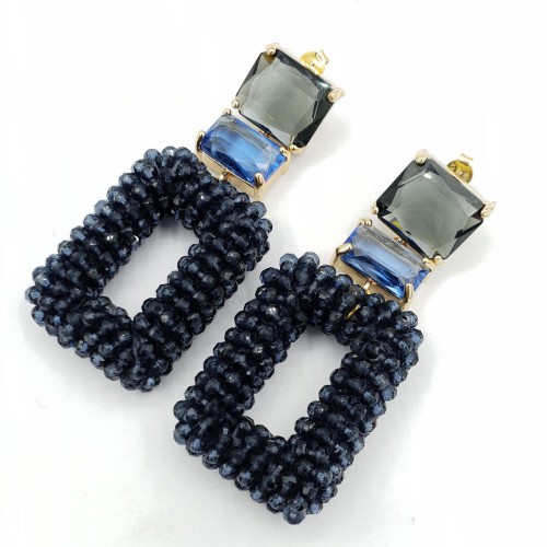 Gold -in earrings blue...