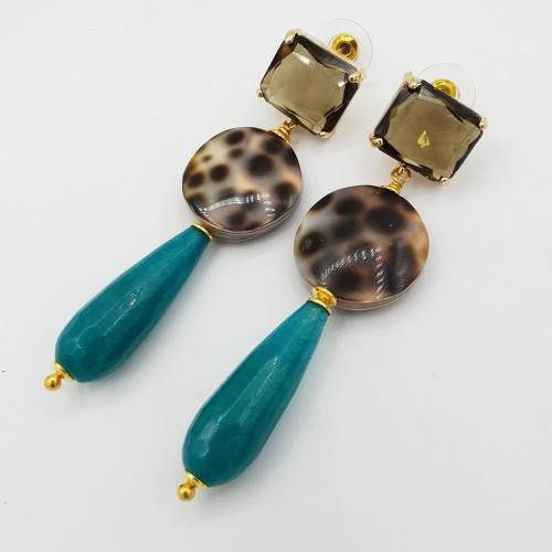 Gilded earrings Jade Cowrie...