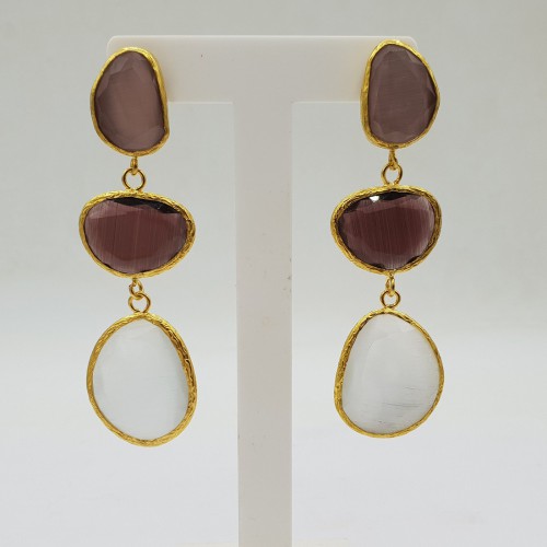 Gilded earrings cat eye