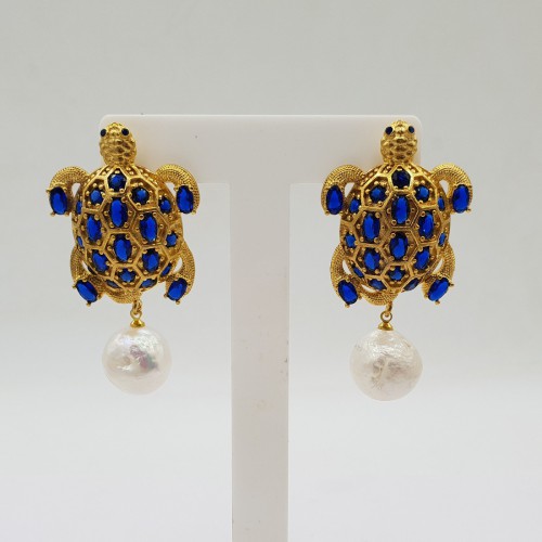 Gilded earrings turtle with...