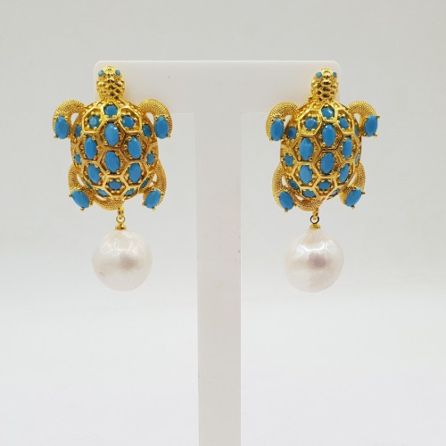 Gilded earrings turtle and...