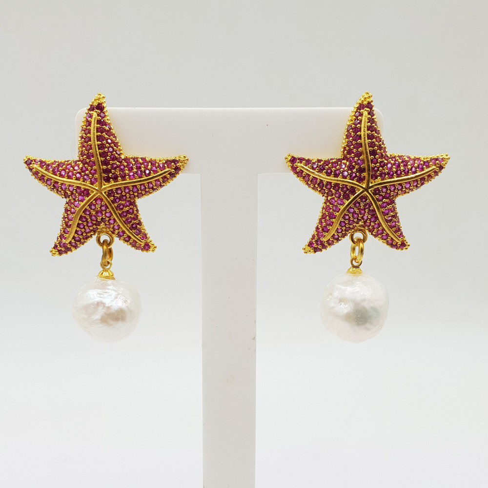 Gilded earrings with starfish