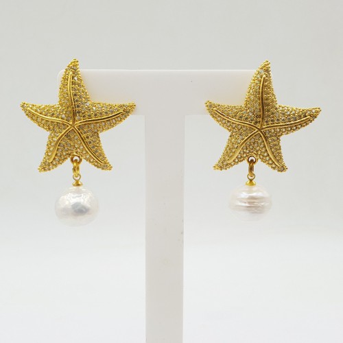 Gilded earrings Pestor with...